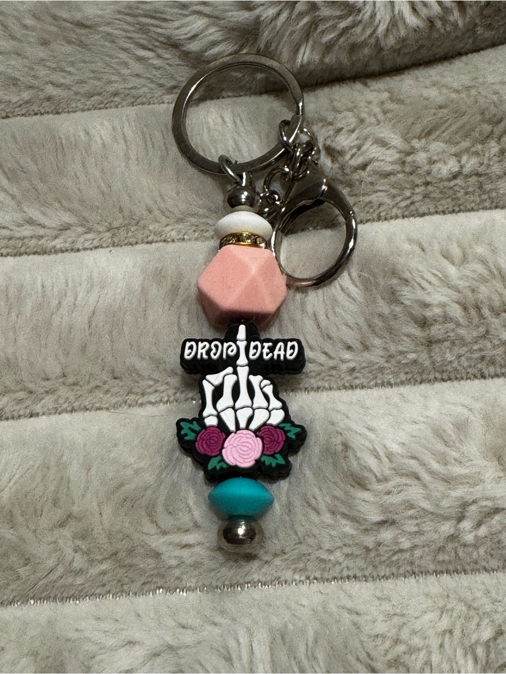 Floral Skeleton Keychain - Pink & Teal